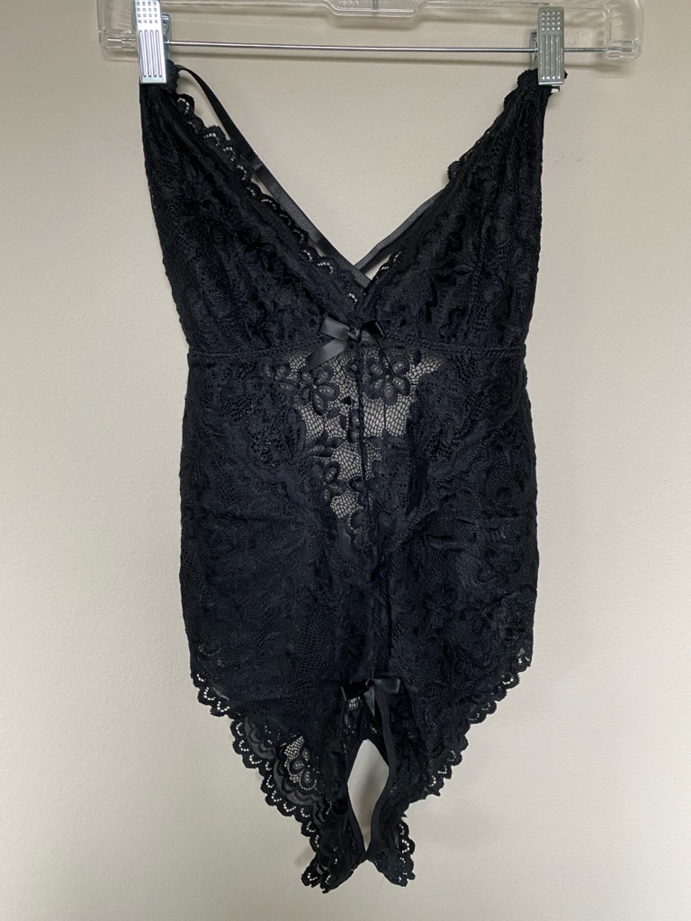 Black Lace Crotchless Teddy Lingerie